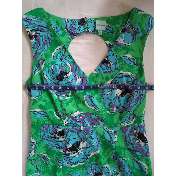Anthropologie Plenty by Tracy Reece Green Floral Tea Dress Size 8 Cutout Back - Picture 3 of 6